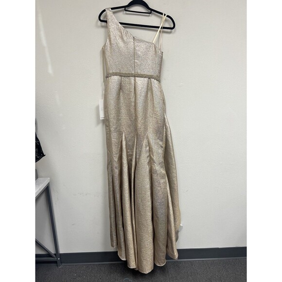 Mac Duggal One Shoulder Metallic Ruffled Evening Gown Dress Size 6 $598 - Picture 9 of 16